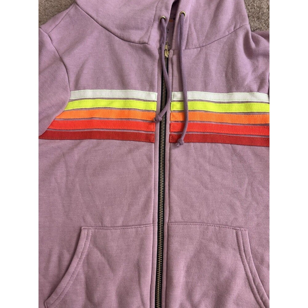 Aviator Nation Mauve Purple White Neon 5 Stripe Zip Up Hoodie Size Small - Picture 6 of 11